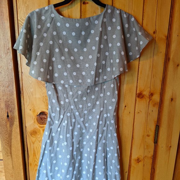 MINKPINK Olive Polkadot Cape Dress - Size S - Picture 4 of 8